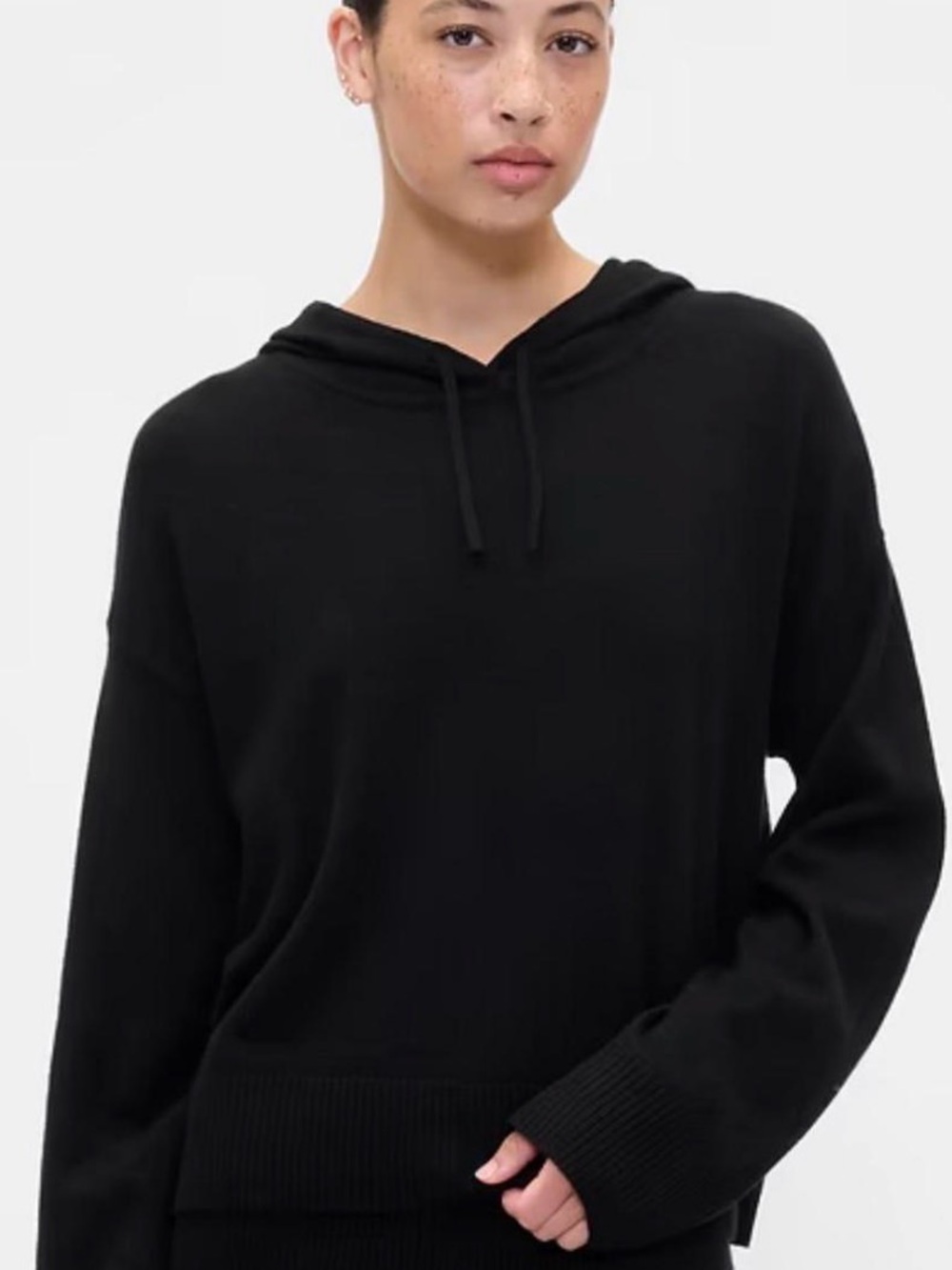 GAP Black Women's Hooded Knit Sweatshirt